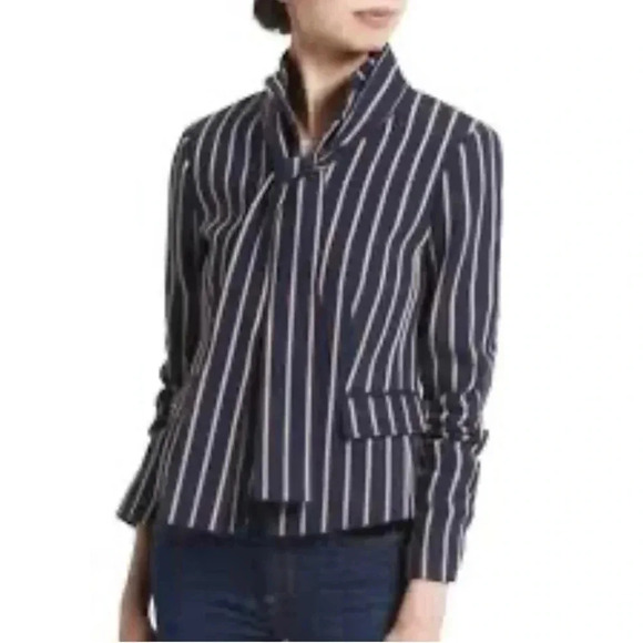 Banana Republic Striped Bow Jacket Sz 4 - Picture 1 of 8